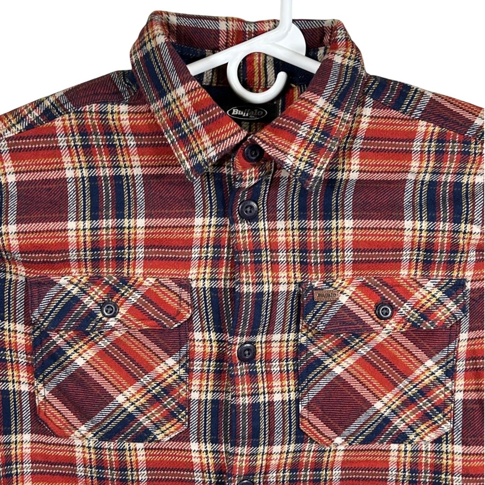 Buffalo Jeans Scottie Mens Red Blue Plaid Flannel Shirt Size Large New